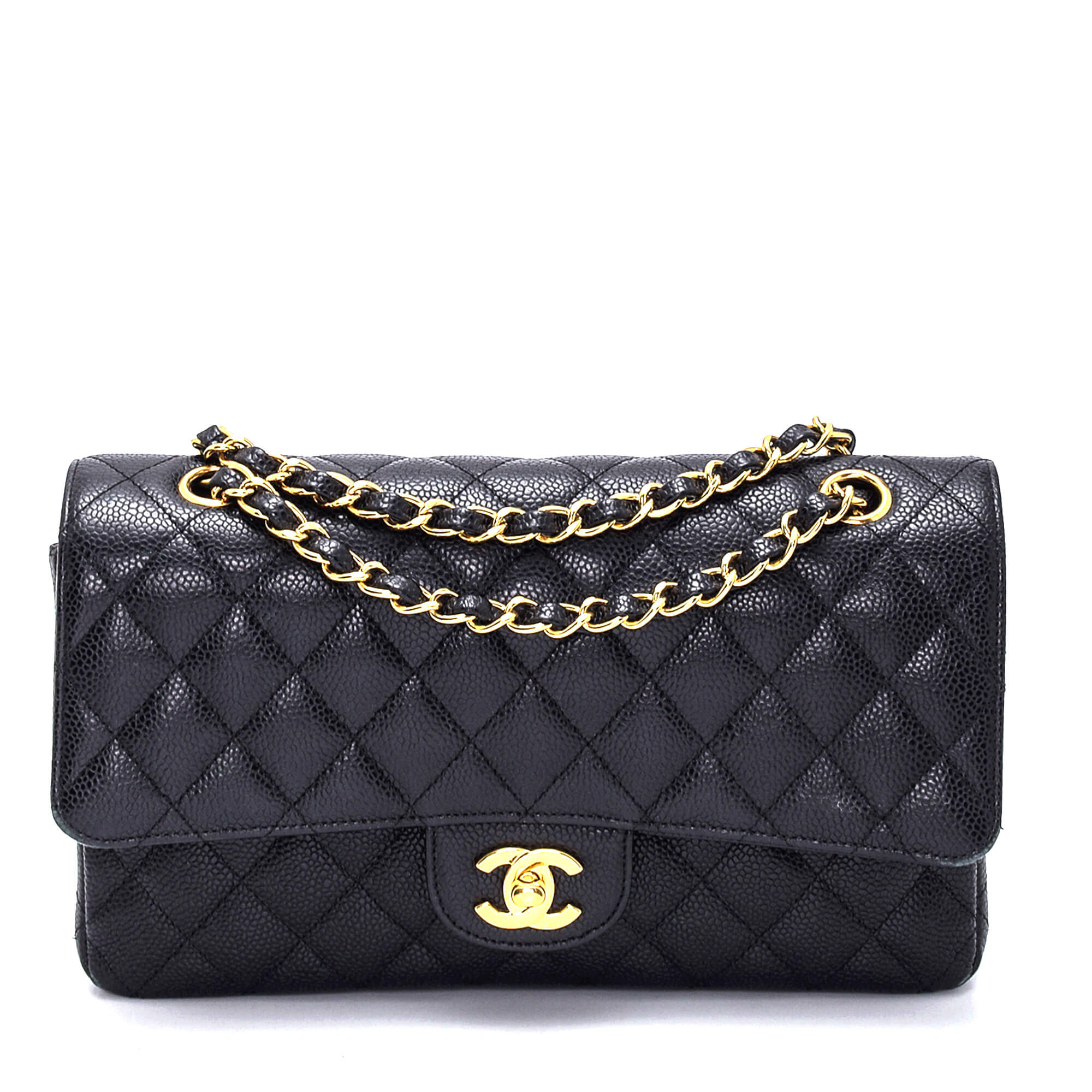 Chanel - Black Caviar Leather 2.55 Medium Flap Bag